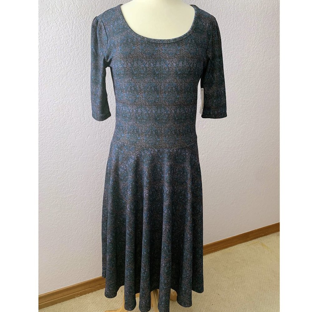 LuLaRoe Julia blue purple stained glass Large NWT